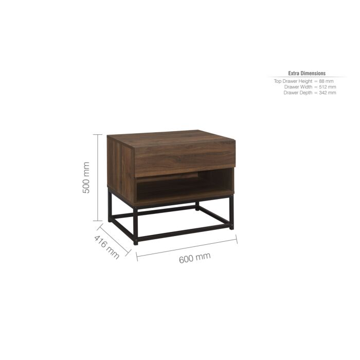 Houston 1 Drawer Bedside Walnut