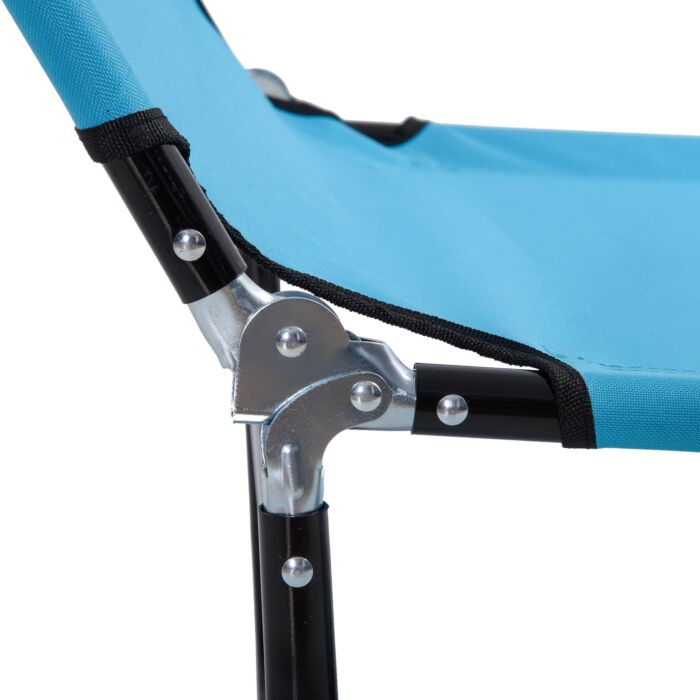 Outsunny Folding Chaise Lounge Pool Chairs, Outdoor Sun Tanning Chairs, Reclining Back, Steel Frame & Breathable Mesh, Sky Blue