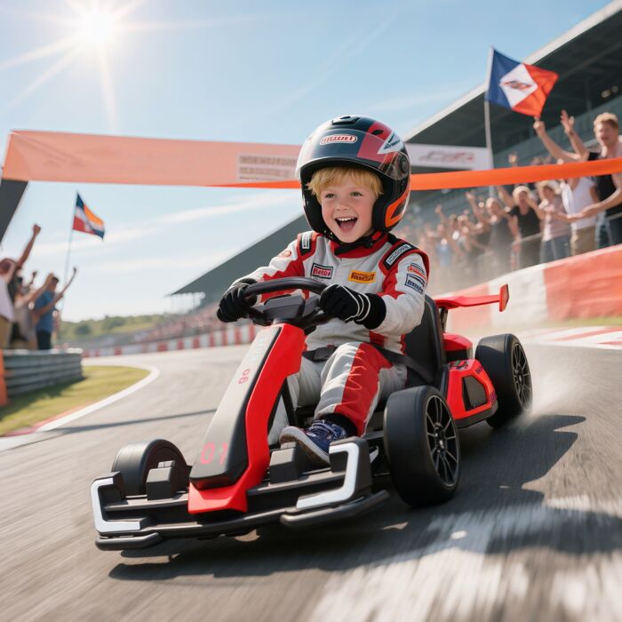 Homcom 24v Electric Go Kart For Kids With Adjustable Seat For 6-12 Years Old, Red