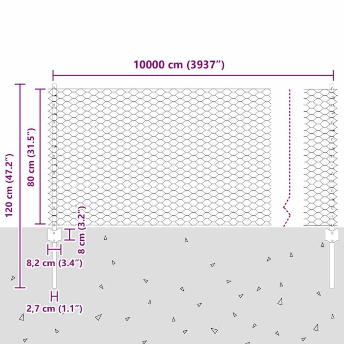 Vidaxl Fence Posts 11 Pcs U-channel Green 80 Cm Steel, Vidaxl Hexagon Fence Green 0,8x100 M Steel