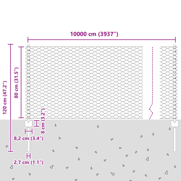Vidaxl Fence Posts 11 Pcs U-channel Green 80 Cm Steel, Vidaxl Hexagon Fence Green 0,8x100 M Steel