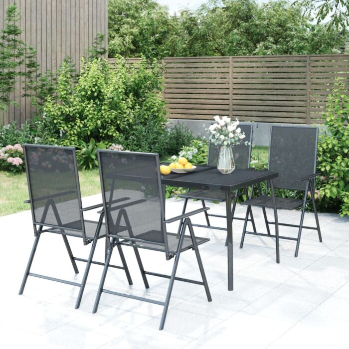 Vidaxl 5 Piece Garden Dining Set Anthracite Steel