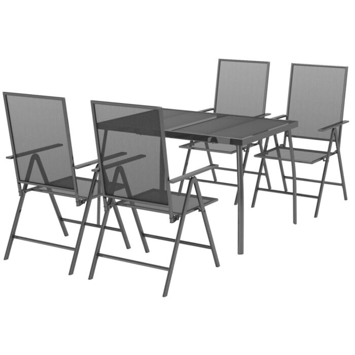 Vidaxl 5 Piece Garden Dining Set Anthracite Steel