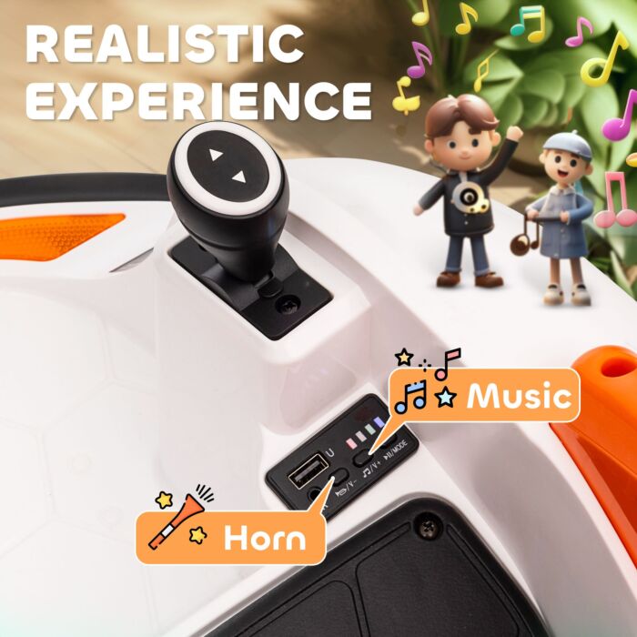 Aiyaplay 360° Rotation Kids Bumper Car, 12v Waltzer Car With Remote Control, Dual Joysticks, Music Lights - Orange