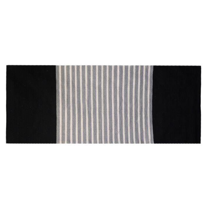 Indian Cotton Rug - 70x170cm - Black/grey