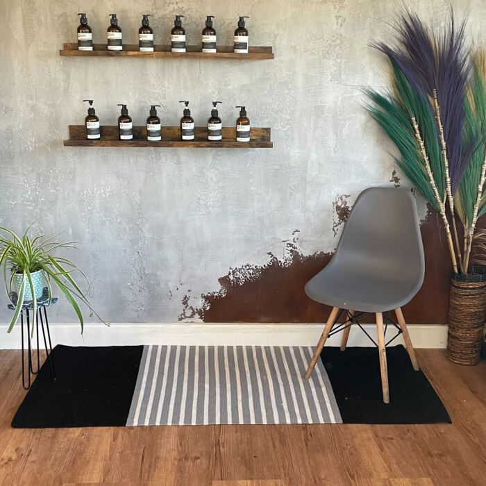 Indian Cotton Rug - 70x170cm - Black/grey