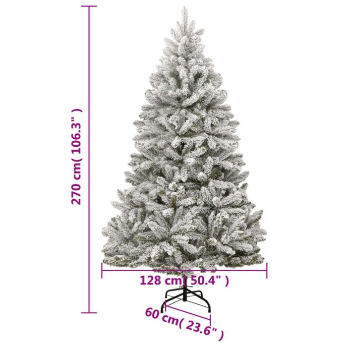 Vidaxl Artificial Hinged Christmas Tree With Flocked Snow 270 Cm