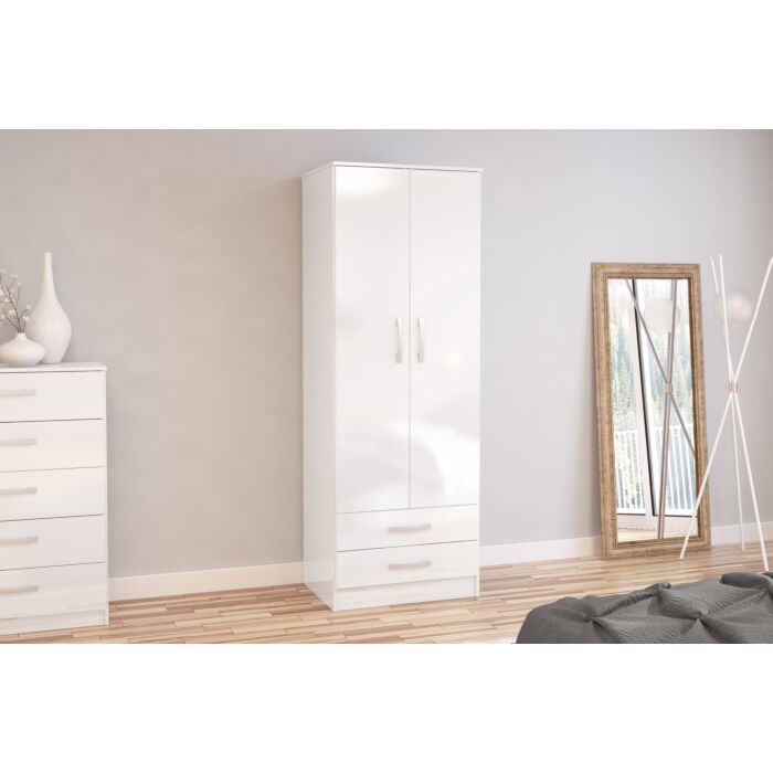 Lynx 2 Door Combi Wardrobe White