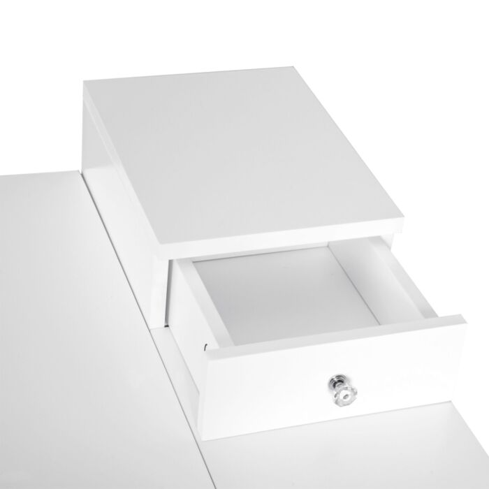 Homcom Mdf,pine Dressing Table Desk Flip-up Mirror Multi-purpose 2 Drawers Modern - White