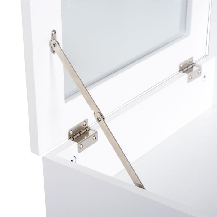 Homcom Mdf,pine Dressing Table Desk Flip-up Mirror Multi-purpose 2 Drawers Modern - White