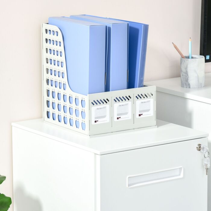 Vinsetto Mobile File Cabinet Vertical Home Office Organizer Filing Furniture With Adjustable Partition For A4 Letter Size, Lockable White