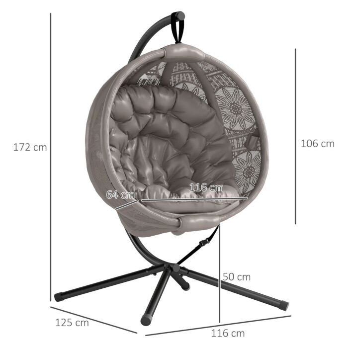 Outsunny Round Egg Basket Chair, With Steel Stand