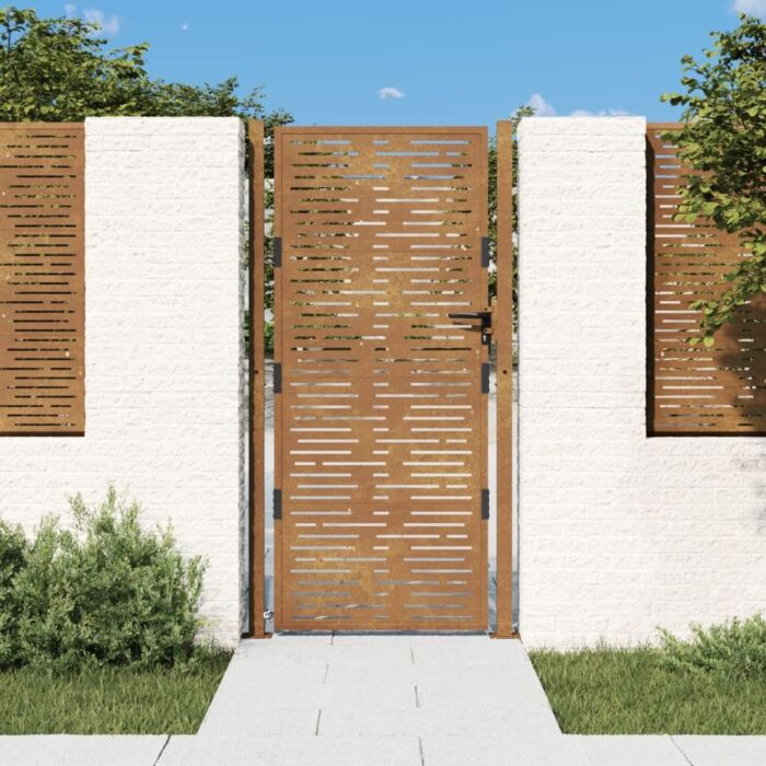 Vidaxl Garden Gate 105x180 Cm Corten Steel Square Design