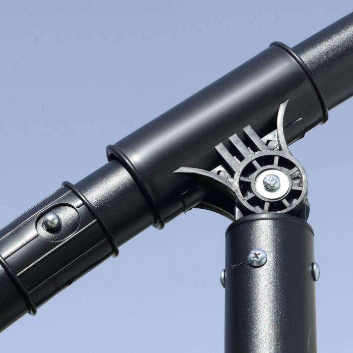 Outsunny 2.7m Banana Parasol Cantilever Umbrella With Crank Handle And Cross Base, Hanging Sun Shade, Dark Grey