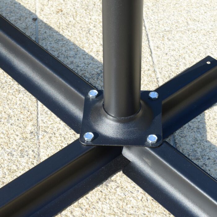 Outsunny 2.7m Banana Parasol Cantilever Umbrella With Crank Handle And Cross Base, Hanging Sun Shade, Dark Grey