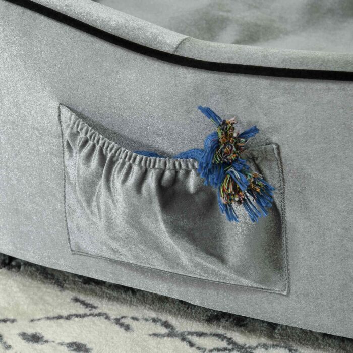 Pawhut Pet Sofa Couch, Dog Bed, Cat Lounger, With Storage Pocket Removable Cushion Modern Furniture For Small Dogs, 69 X 49 X 38cm, Silver Grey