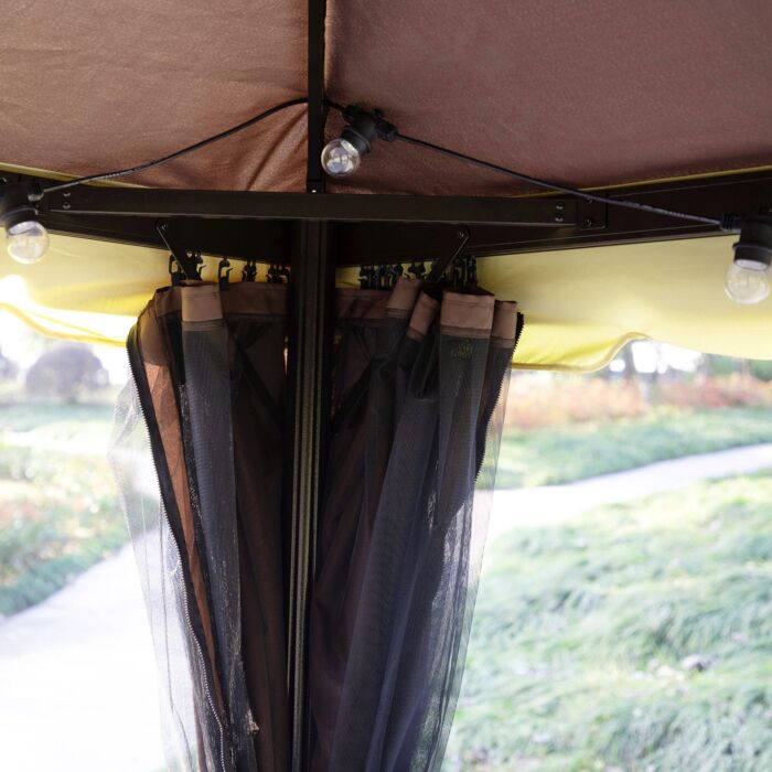 Outsunny 3 X 4m Aluminium Alloy Gazebo Marquee Canopy Pavilion Patio Garden Party Tent Shelter With Nets And Sidewalls - Coffee