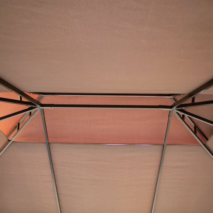 Outsunny 3 X 4m Aluminium Alloy Gazebo Marquee Canopy Pavilion Patio Garden Party Tent Shelter With Nets And Sidewalls - Coffee