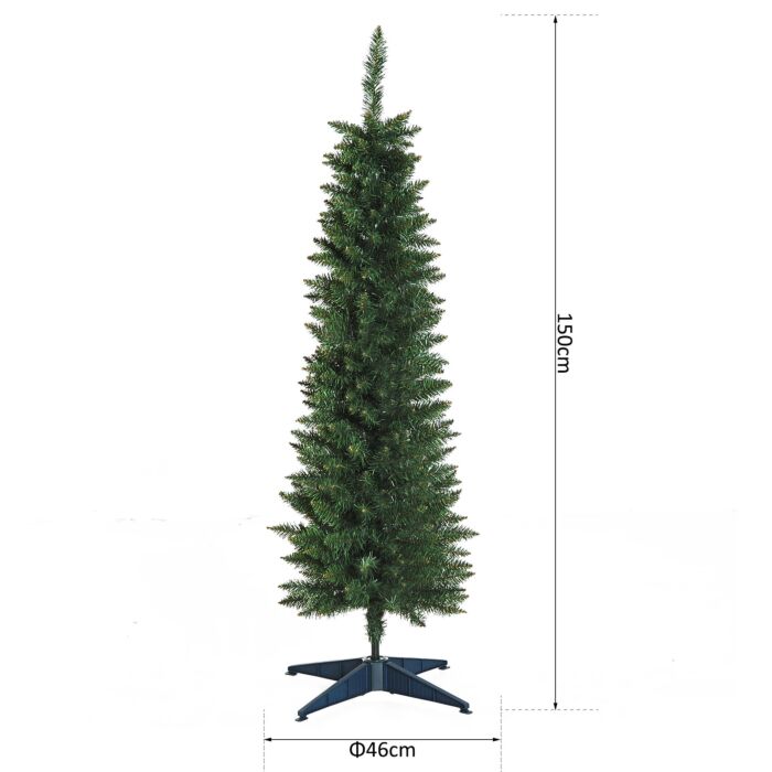 Homcom 1.5m Artificial Christmas Pine Tree W/plastic Stand-green