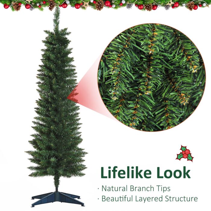 Homcom 1.5m Artificial Christmas Pine Tree W/plastic Stand-green