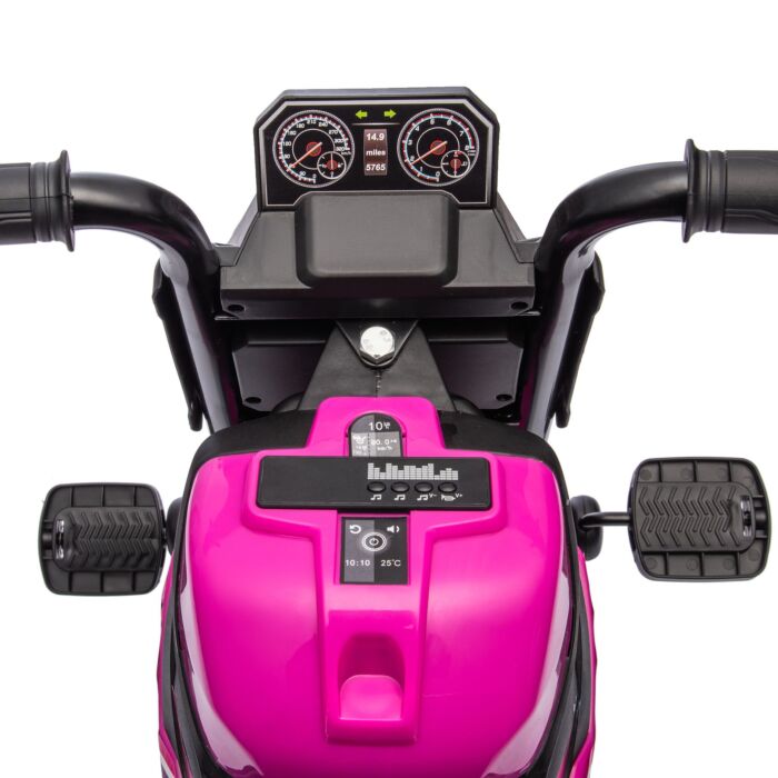 Aiyaplay Motorcycle Design 3 In 1 Toddler Trike, Sliding Car, Balance Bike With Headlight, Music, Horn, Pink