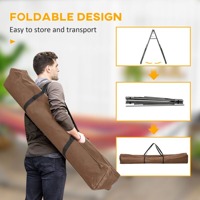 Outsunny Foldable Hammock Stand, Portable Hammock With Metal Frame, 2 In 1 Hammock Net Stand, Clothes Drying Rack, Load Capacity 120kg Black
