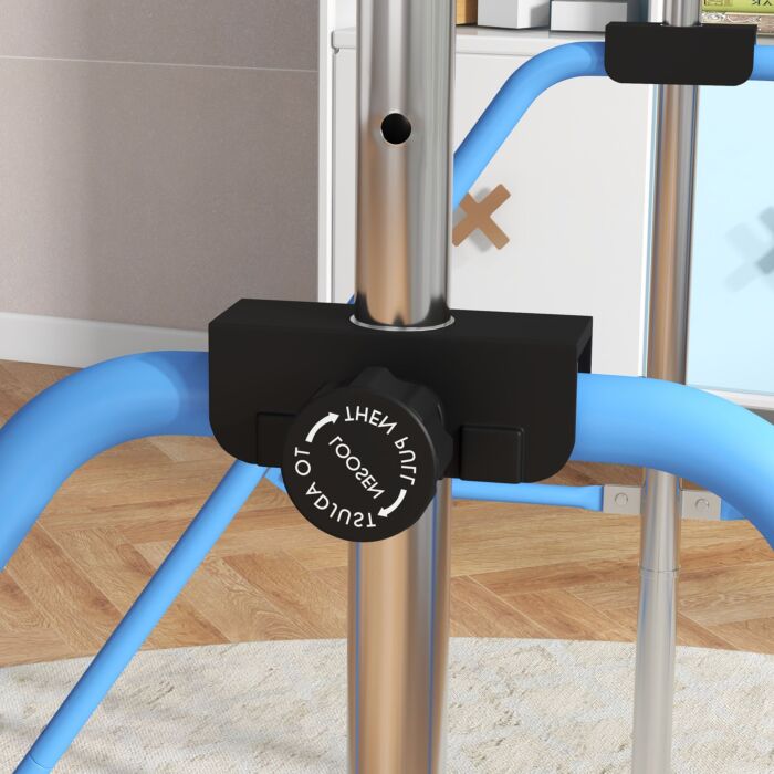 Homcom Adjustable Height, Foldable Kids Gymnastics Bar W/ Non-slip Mats, For 3+ Years, Blue