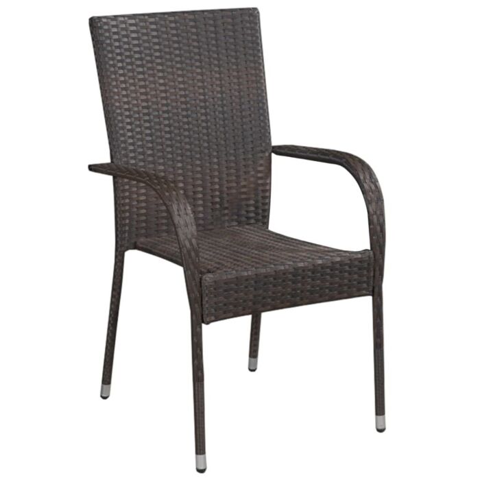 Vidaxl 7 Piece Garden Dining Set Brown Poly Rattan