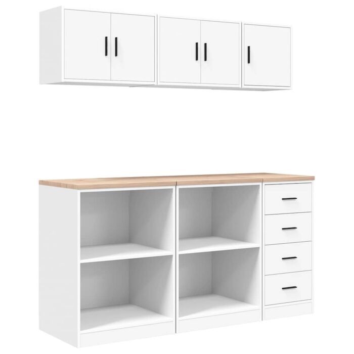 Vidaxl Garage Cabinets 6 Pcs White Engineered Wood