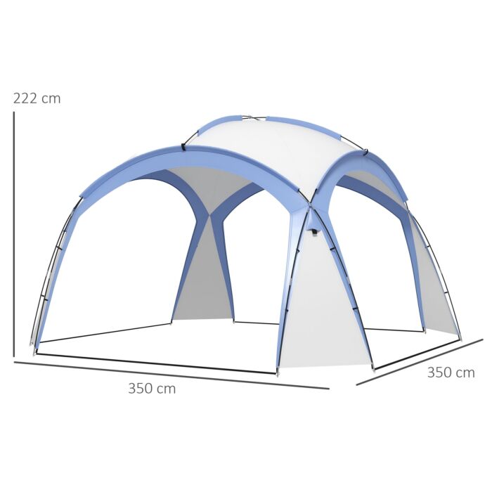 Outsunny 3.5 X 3.5m Camping Gazebo, Outdoor Event Shelter Dome Tent Garden Sun Shelter Patio Spire Arc Pavilion Camp Sun Shade, Light Blue
