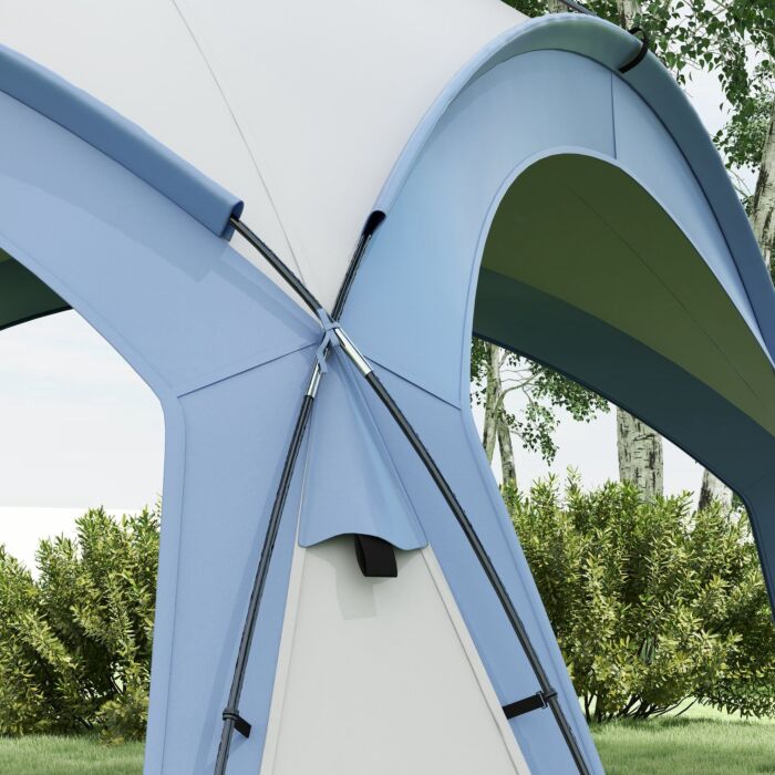 Outsunny 3.5 X 3.5m Camping Gazebo, Outdoor Event Shelter Dome Tent Garden Sun Shelter Patio Spire Arc Pavilion Camp Sun Shade, Light Blue