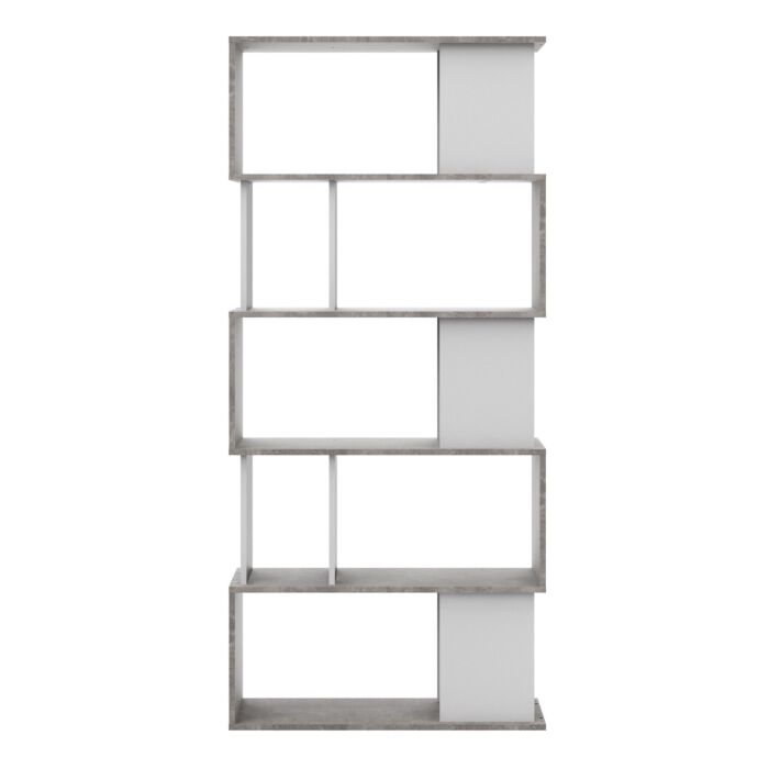 Maze Open Bookcase 4 Shelves In Concrete And White
