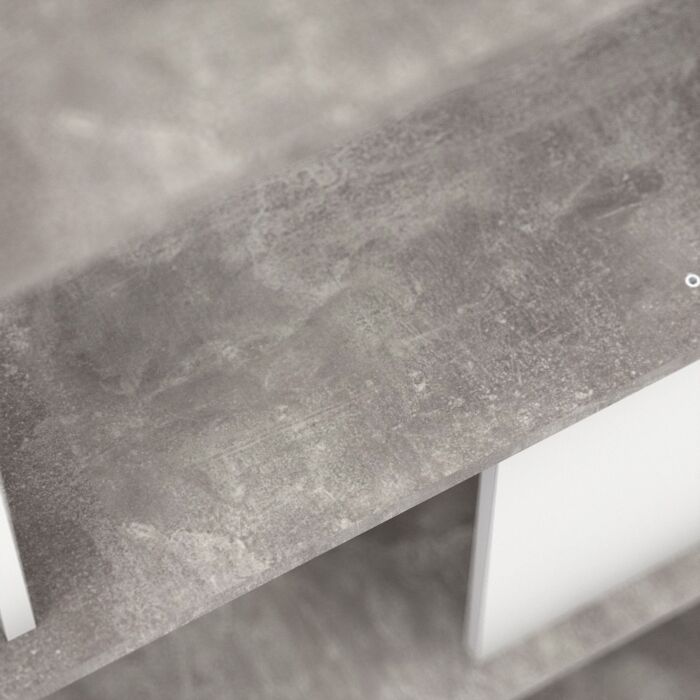 Maze Open Bookcase 4 Shelves In Concrete And White