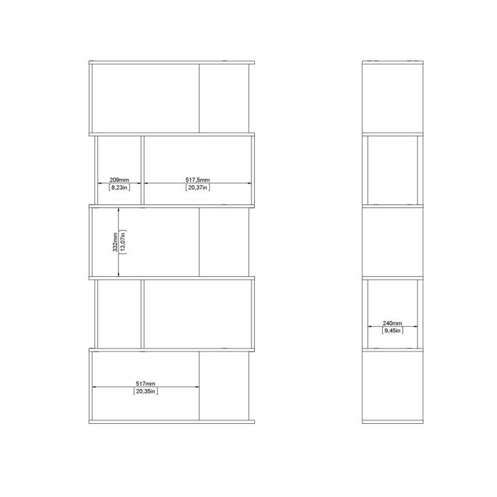 Maze Open Bookcase 4 Shelves In Concrete And White