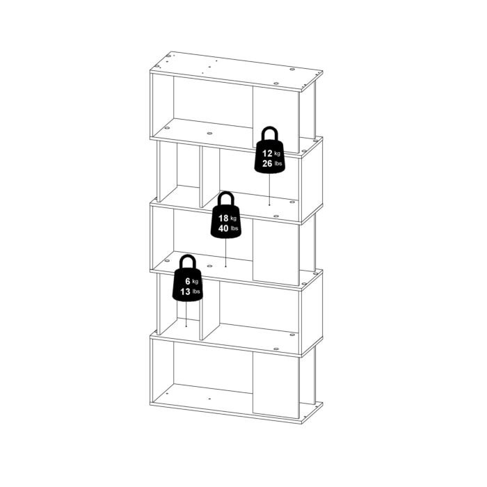 Maze Open Bookcase 4 Shelves In Concrete And White