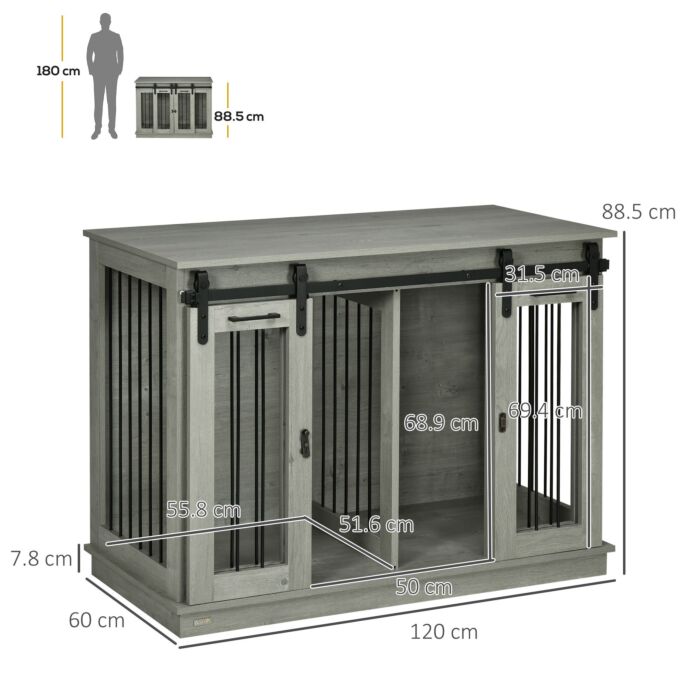 Pawhut Dog Crate Furniture For Large Dogs, Double Dog Cage For Small Dogs