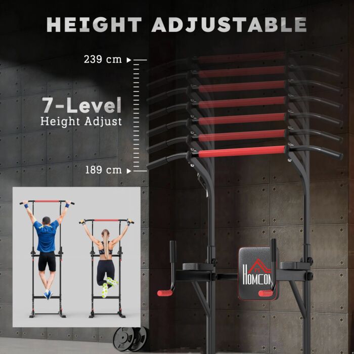 Homcom Pull Up Station Bar Power Tower Station For Home Office Gym Traning Workout Equipment