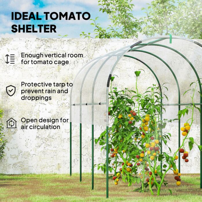Outsunny Tunnel Tomato Greenhouse With 4 Hoops And Top Tap, Pointed Bottom And Guy Ropes, Clear