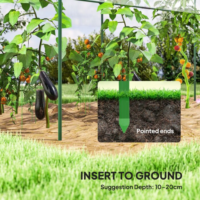 Outsunny Tunnel Tomato Greenhouse With 4 Hoops And Top Tap, Pointed Bottom And Guy Ropes, Clear