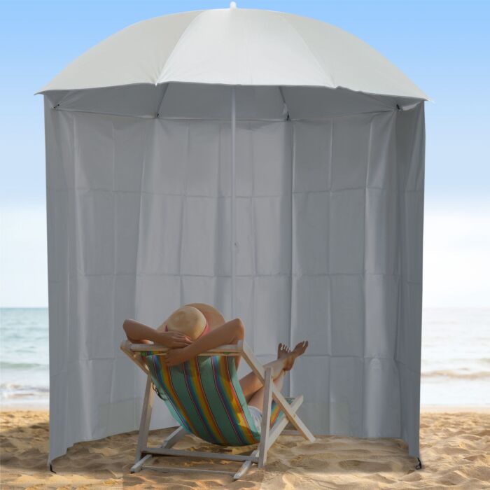 Outsunny 2.2m Fishing Umbrella Parasol W/ Side-cream White