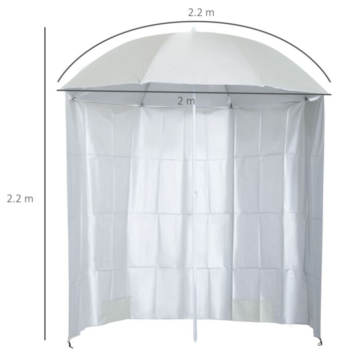 Outsunny 2.2m Fishing Umbrella Parasol W/ Side-cream White