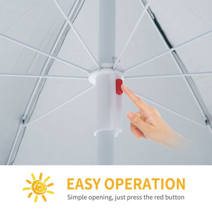 Outsunny 2.2m Fishing Umbrella Parasol W/ Side-cream White