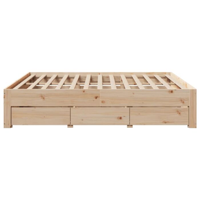 Vidaxl Bed Frame Without Mattress With Drawers 200x200 Cm Solid Wood Pine