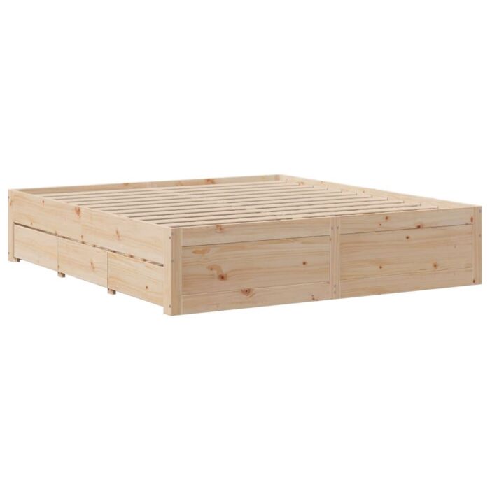 Vidaxl Bed Frame Without Mattress With Drawers 200x200 Cm Solid Wood Pine
