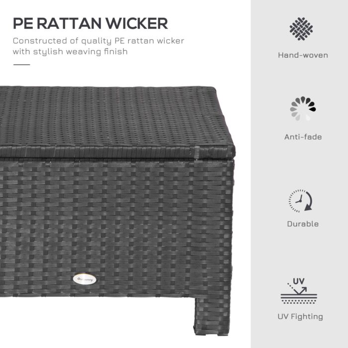Outsunny Rattan Footstool Wicker Ottoman With Padded Seat Cushion Outdoor Patio Furniture For Backyard Garden Poolside Living Room 50 X 50 X 35 Cm
