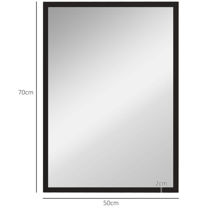 Homcom Wall Bathroom Mirror, 70 X 50 Cm Wall-mounted Mirror, Black