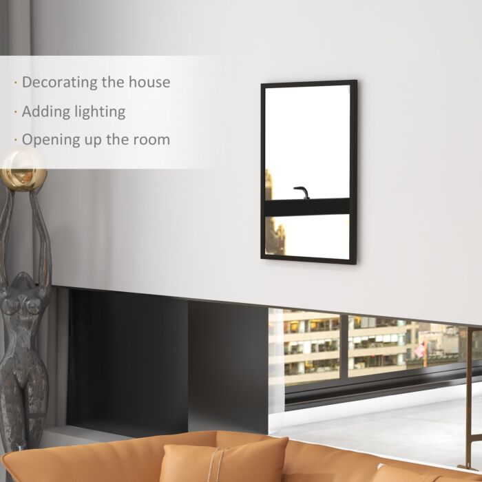Homcom Wall Bathroom Mirror, 70 X 50 Cm Wall-mounted Mirror, Black
