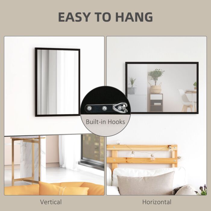 Homcom Wall Bathroom Mirror, 70 X 50 Cm Wall-mounted Mirror, Black