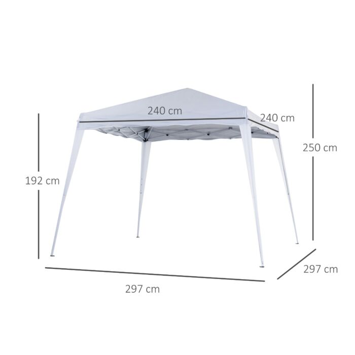 Outsunny 3 X 3 M Canopy Tent Slant Leg Pop Up Gazebo W/ Carry Bag, Height Adjustable Party Tent Instant Event Shelter, White