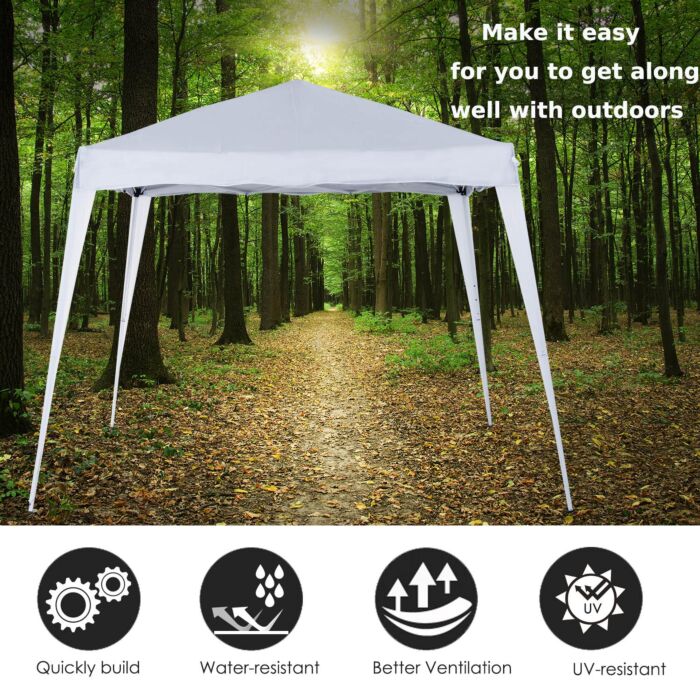 Outsunny 3 X 3 M Canopy Tent Slant Leg Pop Up Gazebo W/ Carry Bag, Height Adjustable Party Tent Instant Event Shelter, White